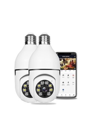 Mufunye Paket Kablosuz Wifi Ampul Kamera Güvenlik Kamerası, Kubbe Gözetim Kamerası Hd Gece Görüşlü Işık Soke