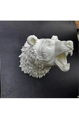 Özel Tasarım Beyaz Ayı Duvar Aksesuarı 3d Dekoratif Heykel 25x19 Cm