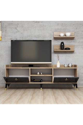 Ferniso Mobilya 138 cm Tv Ünitesi (Raflı) Çam-Mermer Desen