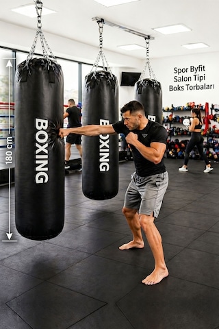 Spor Byfit 180 X 40 Cm Professional Salon Tipi Boks Kum Torbası Siyah