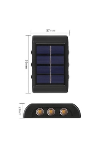 Buffer 6 Ledli Solar Güneş Enerjili Aplik Led, Dekoratif Duvar Monteli Gün Işığı Led Renkli
