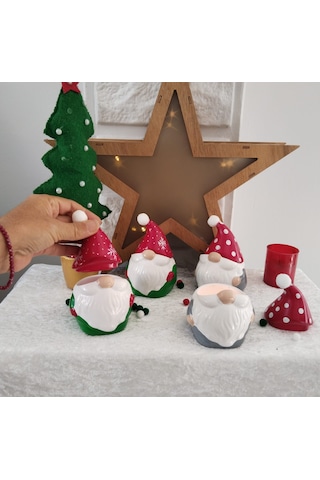 1 Adet Seçenekli Yılbaşı Kapakı Noelbaba Mumluk Dekor