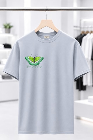 Bayloranzzo Love Of Butterfly %100 Pamuk Heavy Cotton Premium Kalite Kadın Tişört Gri
