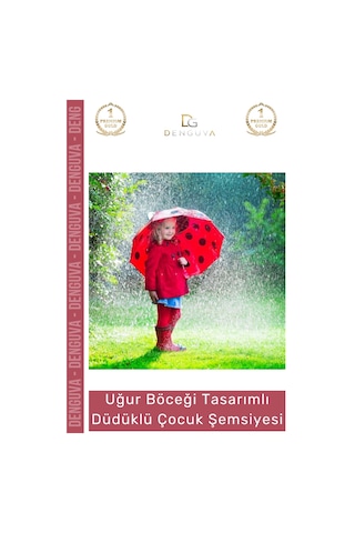 Denguva Şemsiye Kırmızı Uğur Böceği 3d Kulaklı Dayanıklı Güvenli Su Geçirmez Tasarımlı Düdüklü Çocuk Şemsiy Çok Renkli