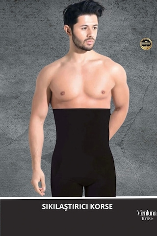 Vienluna Deluxe Seri Toparlayıcı Basen Bel Göbek Düzleştirici Erkek Duble Boxer Korse Siyah
