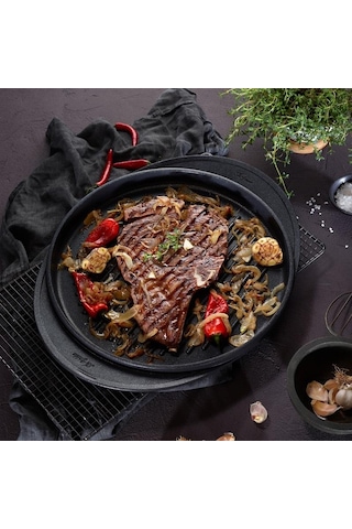 Aryıldız Döküm Grill Tepsi Pro Grade 34cm Siyah