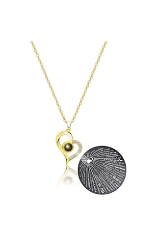 Ervanur 100 Dilde Seni Seviyorum Kalp Kolye Altın