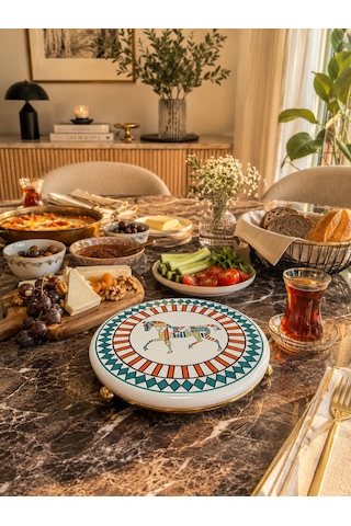 Nihale - Herm Renkli Desen Gold Turuncu