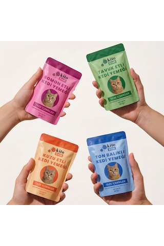 Kito Fresh Somonlu Kedi Yemeği %100 Taze İçerikli Mama 80 G