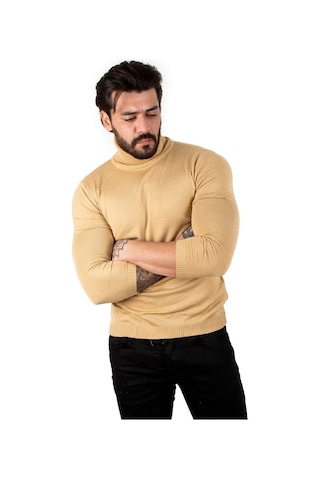 Deepsea Camel Balıkçı Yaka Camel Düz Kazak 2002292 Camel