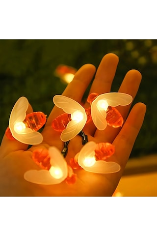 Güneş Enerjili Arı Figürlü Dekoratif Led Işık 6,5 Metre - 8 Mod Bahçe, Balkon, Teras Süsleme Dekoru