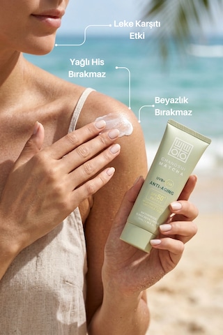 Yaşlanma Karşıtı Japon Matcha Özlü Yüz ve Vücut Güneş Kremi SPF50+ 70 ML
