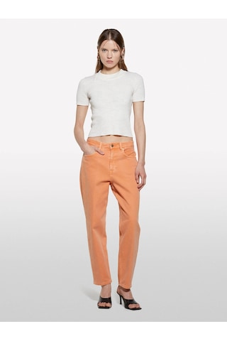 Sisley Keten Karışımlı Slim Fit Kısa Kollu Kazak Kadın Beyaz Kazak - 325p105gm106g Krem