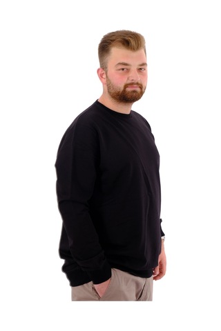 Mode Xl Büyük Beden Erkek Bisiklet Yaka Basic Sweatshirt U24174 Siyah Siyah