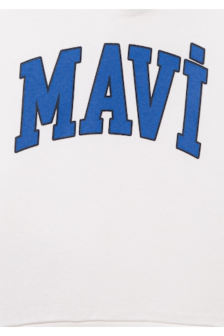 Mavi - Mavi Logo Baskılı Beyaz Kapüşonlu Sweatshirt 6610110-70057
