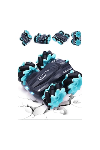 Uzaktan Kumandalı Işıklı Çok Yönlü Drift Tekerlekli Dublör Akrobat Araba Stunt Drift Car - Mavi Mavi