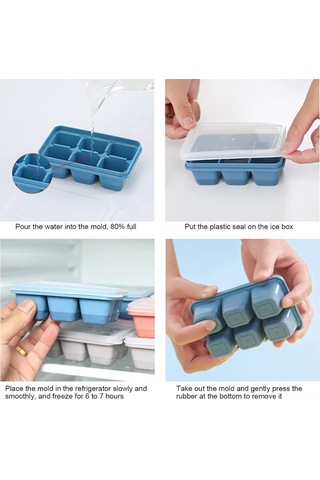 Teltree Gri Silikon Buzluk Kutu 6 Bölmeli Kapaklı, Yemek Grubu Materyal, Kolay Çıkarma Ve Temizleme, Ev/barda Kullanım Çok Renkli