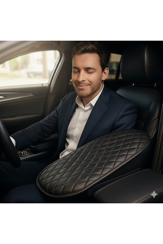 Renault Clio Iı Hb 2002-2008 Deri Oto Kolçak Kılıfı, Kaliteli Süngerli Siyah Nakışlı.