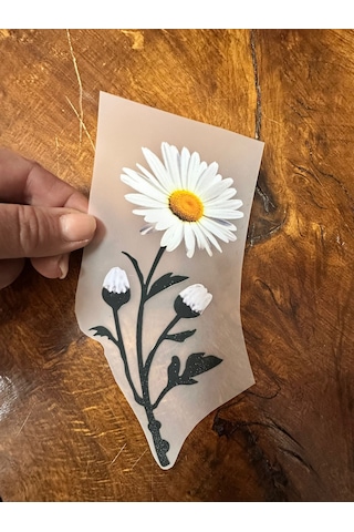 Ütü İle Yapışan Papatya Transfer Baskı Arma 18x9 Cm