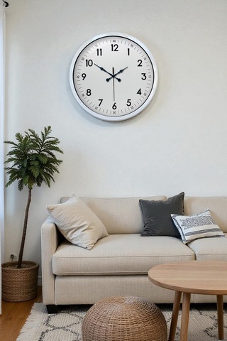 40 Cm Beyaz Metal Standart Duvar Saati Metal Standart Beyaz Kadran 67857430