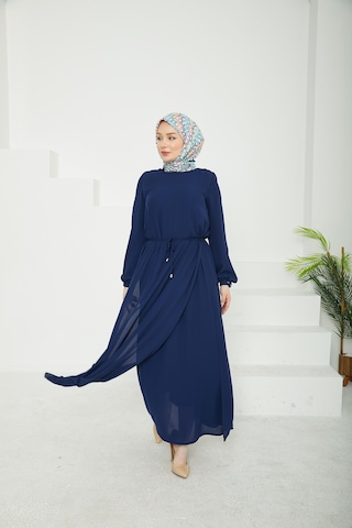Armine Trend Kolları Lastikli Astarlı Elbise-lacivert 25yt927 Lacivert