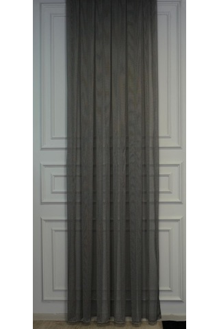 Murcia Dökümlü Tül Perde Pilesiz Koyu Gri
