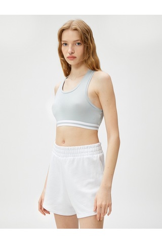 Koton Crop Atlet U Yaka Ribana Detaylı Mavi 3sal30067ık 3SAL30067IK655 Mavi