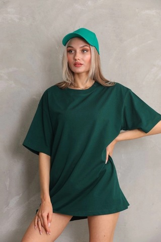 Wear Vexel Kadın Regular Fit Tişört Bisiklet Yaka Yazlık Kısa Kol Basıc T-shirt - Yeşil Yeşil