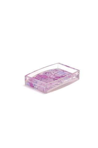 Sabunluk Pembe Çiçekli Akrilik Model 12x8x2cm