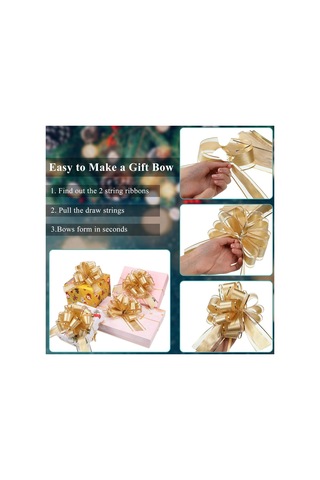 Dofolink 30 Adet Büyük Boy Altın Hediyelik Şerit Bow - Dekoratif Kumaş Bowknot