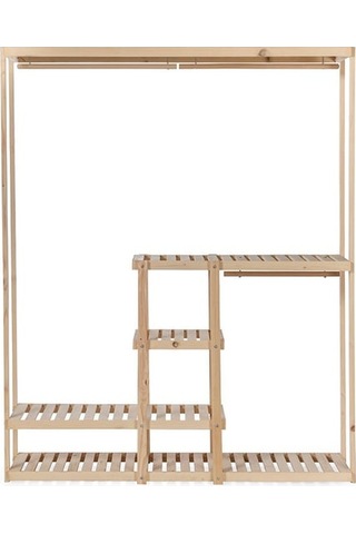 Ahşap Çam Açık Elbise Dolabı Ahşap