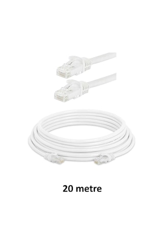 Cat6 Ethernet Kablosu 20 Mt - Rj45 Hazır Başlıklı İnternet Kablosu
