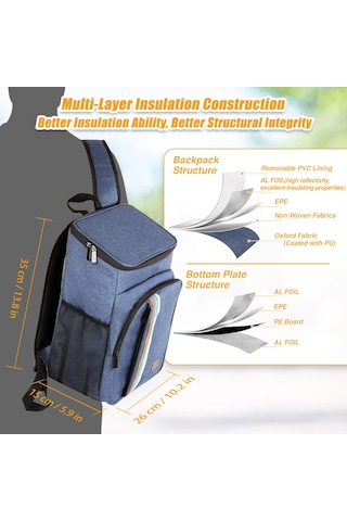 Jeehugo Mavi 24l Isı Yalıtımlı Sırt Çantası - Uzun Süre Muhafaza, İçten Folyo, Çıkabilir Taban, Nem Gösterici, Spor/seyahat/toplantı İçin Yeşil