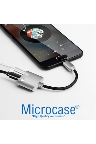 Type-C 2In1 Şarj ve Kulaklık Çevirici Adaptör Gümüş Al2301