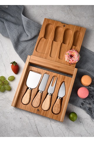 Jian Fan Paslanmazçelik Peynir Bıçağıseti Futfak Pişme Bıçağıev Tereyağlıpir Bıçıahşap Kutu 5 Adet Ahşap
