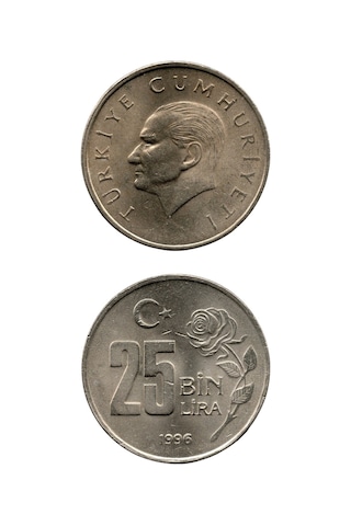 25.000 Lira 1996 Çil Eski Madeni Para
