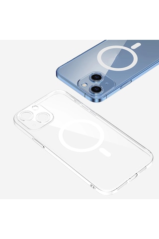 Nourthkiingdom Apple Uyumlu iPhone 14 Kamera Korumalı M-safe Şarj Özellikli Şeffaf Nrtk London Silikon Kapak - Şeffaf Şeffaf