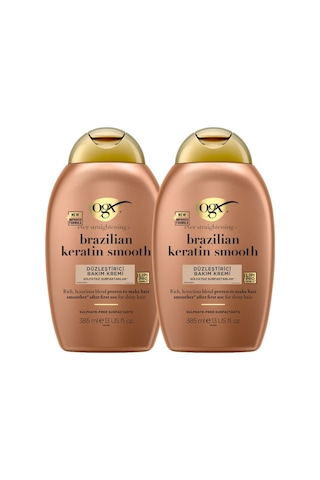 OGX Brazilian Keratin Smooth Düzleştirici Sülfatsız Saç Bakım Kremi 385 ml x2