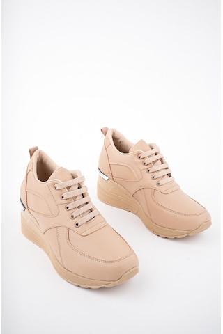 Muggo Nepal Garantili Kadın Ortopedik Yüksek Taban Günlük Bağcıklı Sneaker Spor Ayakkabı 001