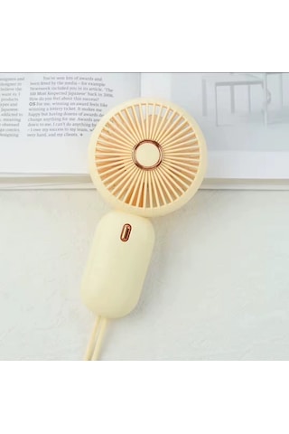Avuç İçi Taşınabilir Şarjlı Mini Vantilatör El Fanı Bej Ym88196