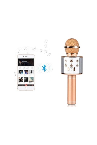 Psr Aksesuar Ws-858 Bluetooth Karaoke Mikrofon Kablosuz Hoparlör, Yankı Efektli, Gürültü Önleyici, 1800mah Şarjlı, İos & Android Uyumlu Pembe