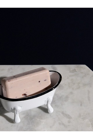 Dekoratif Metal Sabunluk Vintage Küvet Tasarım Banyo Sabunluk Banyo Lavabo Dekoru Açık Gri - Beyaz