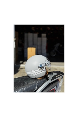 Nero Retro Motosiklet Kask - Ece Sertifikalı Bej