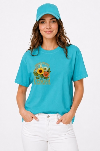 Bayloranzzo Perhaps %100 Pamuk Heavy Cotton Premium Kalite Kadın Tişört Su Yeşili