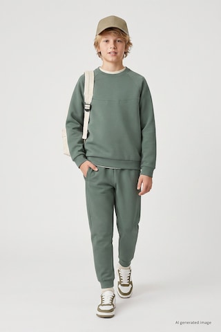 TOMMYLIFE Açık Yeşil Standart Fit Basic Dikiş Detaylı Erkek Çocuk Eşofman Takım - 11325 Yeşili