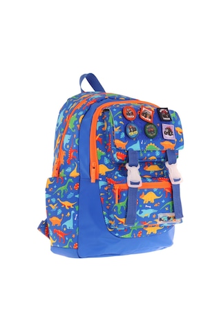 Kaukko Kids Erkek Çocuk Armalı Dinazor Desenli İlkokul Okul Sırt Çantası Dört Bölmeli - Mavi - L5278 MAvi