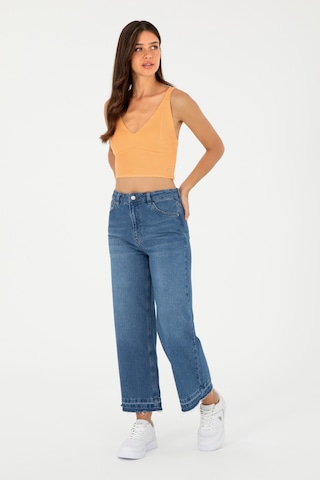 U.S. Polo Assn. Kadın Mavi Flare Cropped Fit Jean Pantolon 50282856-DN0022