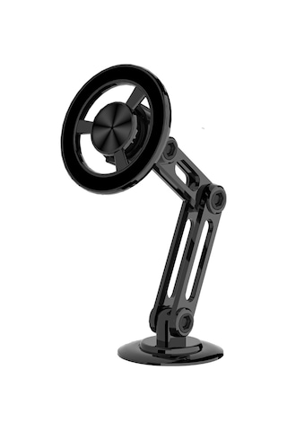 Yifomall Tam Metal Manyetik Araç Telefon Tutucu, 360 Döner Ve Katlanabilir, Dashboard/ Ekran Arka Yüksek Tutku, Siyah 2 Manyetik Bobin + 2 Yedek Yapıştırıcı