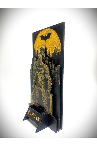 Dükkan Design Lazer Kazıma Kara Şovalye El Boyama Ahşap Biblo Çok Renkli