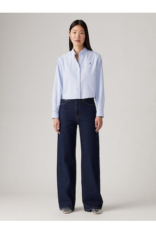 Levi's Ribcage Wide Leg Kadın Jean Pantolon - Shaded View-14194 Dark İndigo - Flat Finish